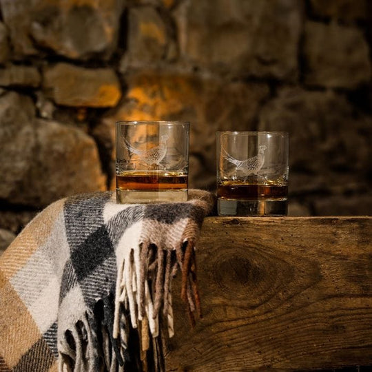 In this photo Whisky Glass Engraved Pheasant 2 Pieces - Just Slate Company Scotland Mood4whisky